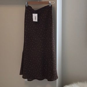 OAK+FORT Coffee Bean Floral Print Skirt, NEW!